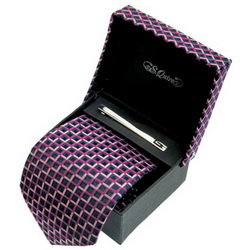 Галстук и заколка для галстука в подарочной коробке, цвет малиновый