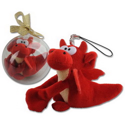 Сувенир Дракончикh8см с магнитами в упаковке в виде новогоднего шарика, красный