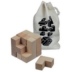 Головоломка Кубик в мешочке, дерево, бежевый