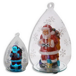 Дед Мороз в новогоднем шарике, с меняющейся подсветкой, стекло