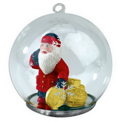 Сувенир новогодний Дед Мороз - банкир, стекло