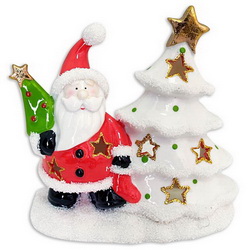 Подсвечник керамический Дед Мороз с елками