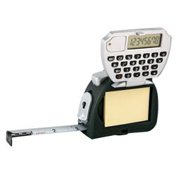 Рулетка Worker с калькулятором, блокнотом и фонариком, серебристый