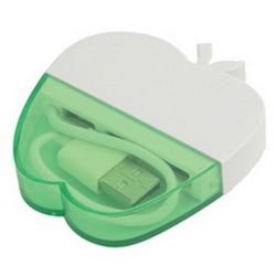 USB Hub на 3 порта "Спелое яблочко", пластик, цвет зеленый