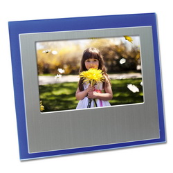 Рамка для фото 10х15 см, стекло, металл, цвет синий